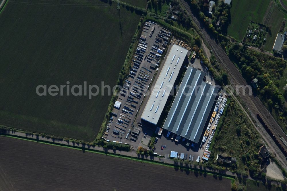 Aerial photograph Könnern - Premises of the steel profile manufacturer SOSTA Stainless GmbH at the Wind Rose in Koennern in Saxony-Anhalt