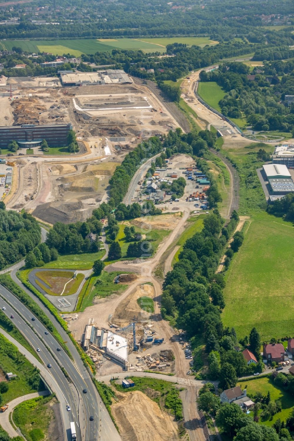 Aerial photograph Bochum - Company grounds and facilities of the former Adam Opel AG Werkes Bochum I in Bochum in the state North Rhine-Westphalia