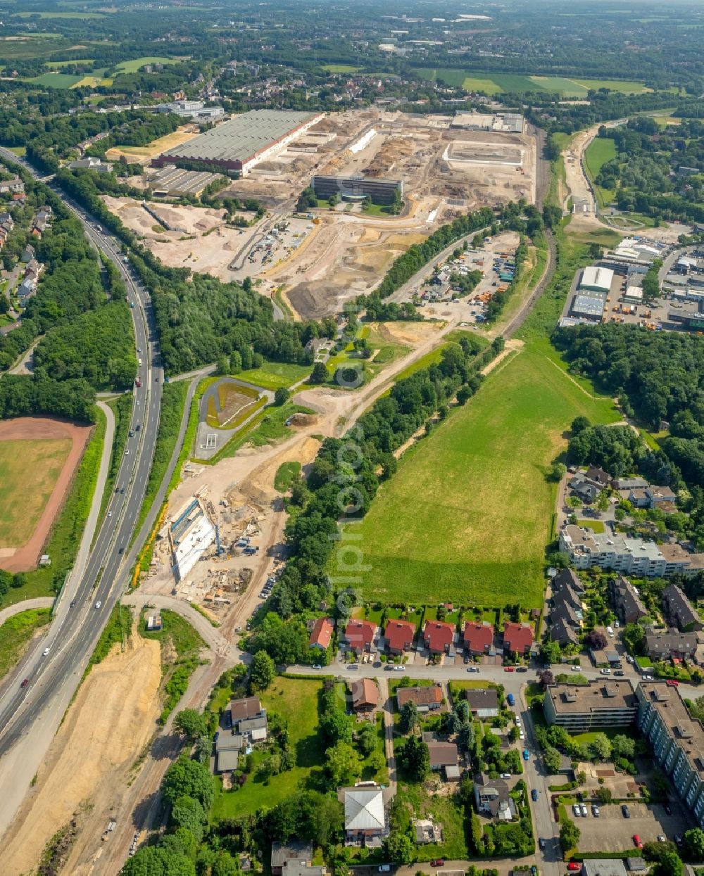 Bochum from the bird's eye view: Company grounds and facilities of the former Adam Opel AG Werkes Bochum I in Bochum in the state North Rhine-Westphalia