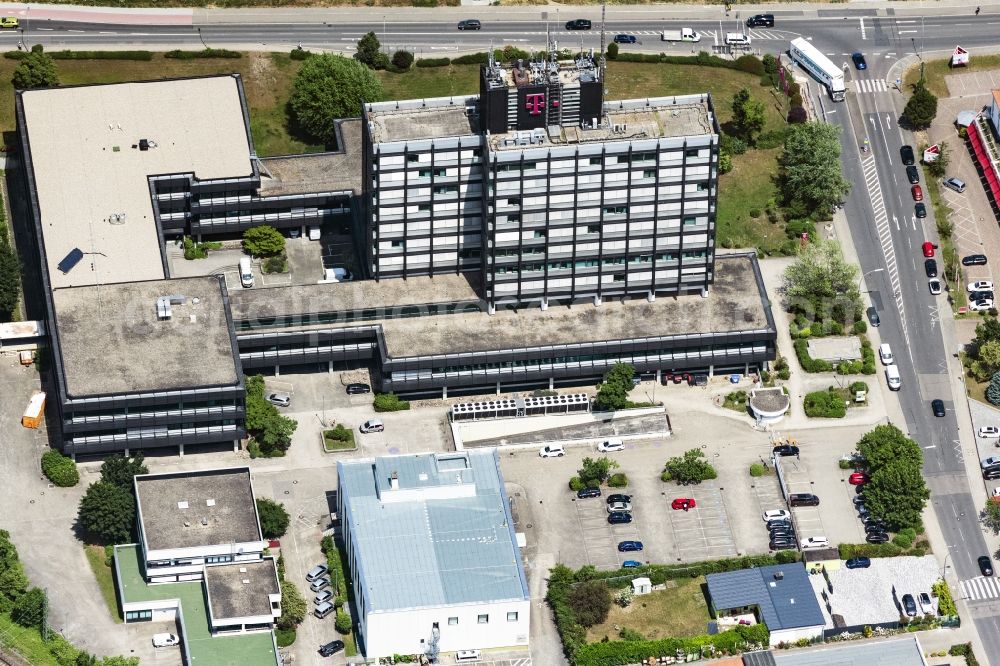 Neustadt an der Weinstraße from the bird's eye view: Company grounds and facilities of Telekom in Neustadt an der Weinstrasse in the state Rhineland-Palatinate, Germany