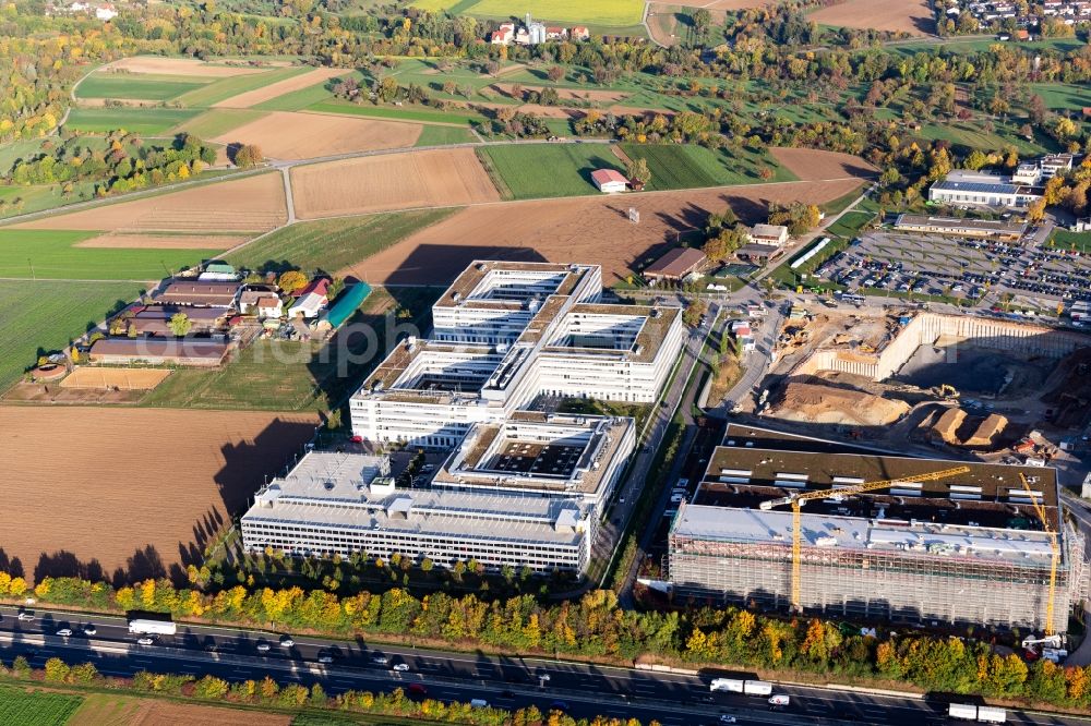 Aerial image Ditzingen - Company grounds and facilities of Thales Deutschland in Ditzingen in the state Baden-Wurttemberg, Germany