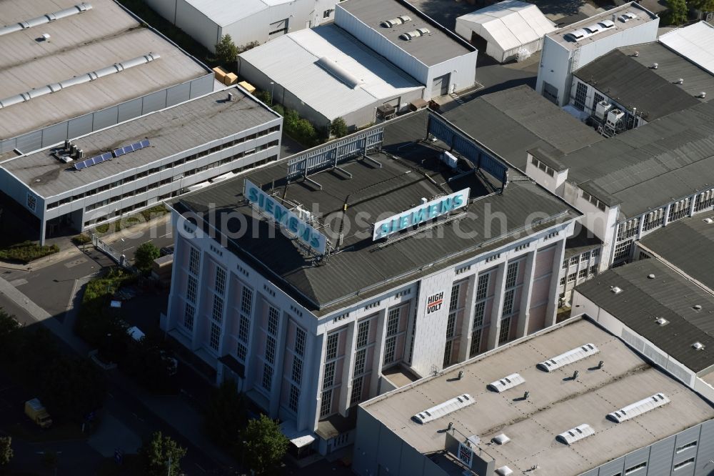 Aerial image Übigau - Premises of the transformer works of Siemens in the industrial area of Uebigau in the state of Saxony