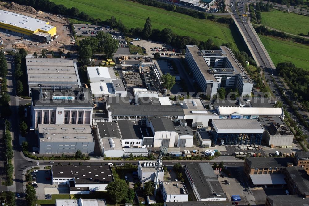 Aerial image Übigau - Premises of the transformer works of Siemens in the industrial area of Uebigau in the state of Saxony