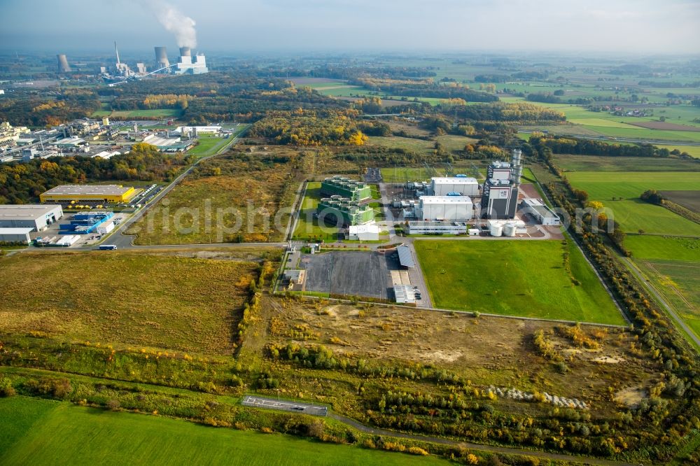 Hamm from above - Company grounds and facilities of Trianel Gasworks Hamm GmbH & Co.KG. in Hamm in the state of North Rhine-Westphalia