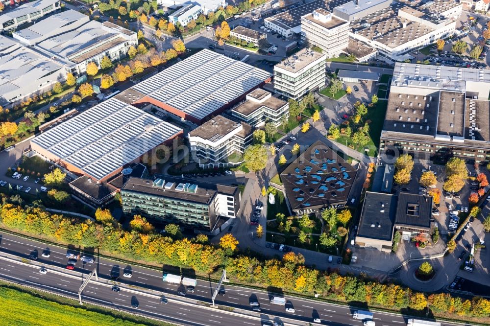 Ditzingen from above - Company grounds and facilities of Trumpf GmbH + Co. KG in the district Weilimdorf in Ditzingen in the state Baden-Wurttemberg, Germany