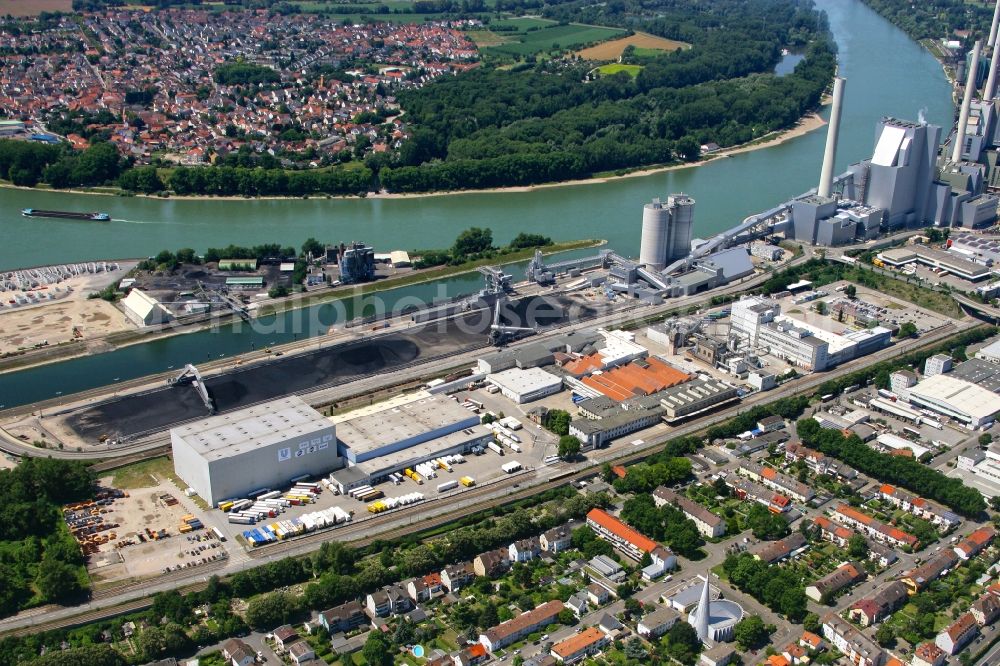 Aerial image Mannheim - Company grounds and facilities of Unilever Deutschland Produktions GmbH & Co oHG in the district Rheinau in Mannheim in the state Baden-Wuerttemberg, Germany