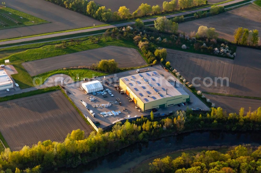 Freistett from the bird's eye view: Company grounds and facilities of Wiegel Rheinau Feuerverzinken GmbH & Co KG in Freistett in the state Baden-Wuerttemberg, Germany