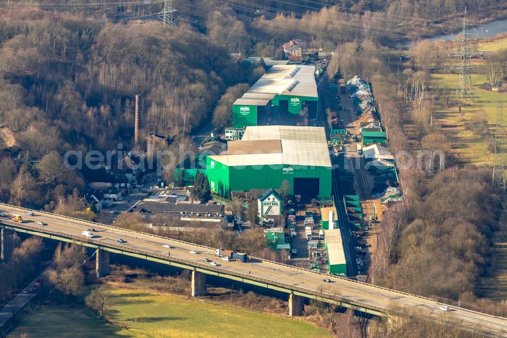 Aerial image Hattingen - Company premises of Wilhelm Boetzel GmbH & Co.KG on Wittener Strasse in Witten in the state of North Rhine-Westphalia