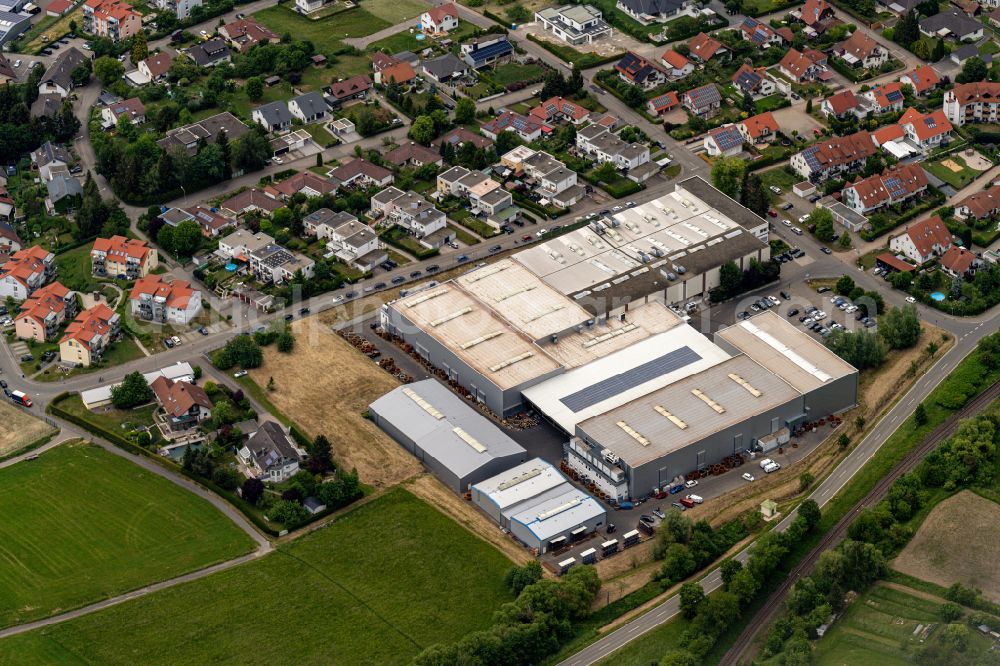 Bodelshausen from above - Company grounds and facilities of Zahnradfertigung Ott in Bodelshausen in the state Baden-Wuerttemberg, Germany