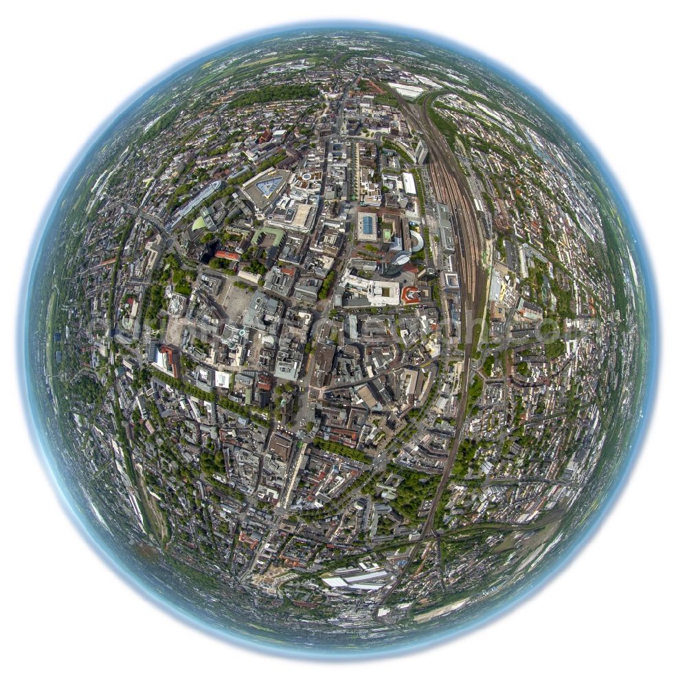 Aerial photograph Dortmund - Fisheye overview from the center in Dortmund in the state North Rhine-Westphalia