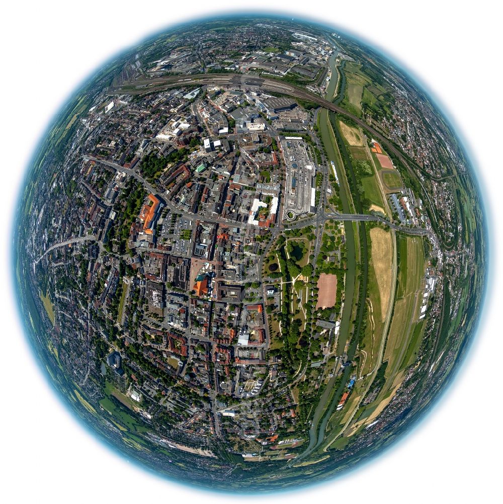 Aerial image Hamm - Fisheye overview from the center in Hamm in the state North Rhine-Westphalia