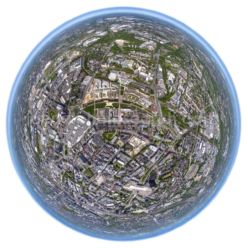 Aerial image Essen - Fisheye overview from the center in Essen in the state North Rhine-Westphalia