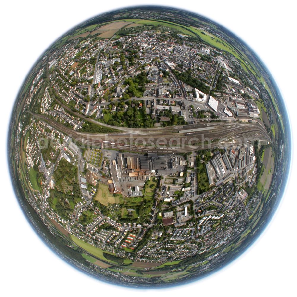 Aerial photograph Schwerte - Fisheye view of the station Schwerte in the state of North Rhine-Westphalia