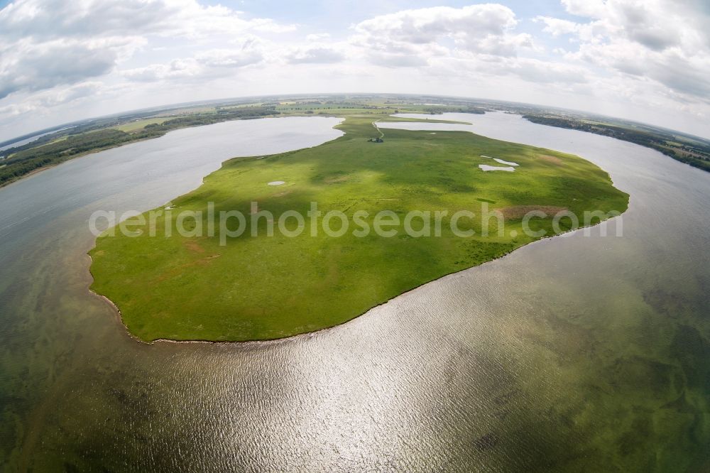 Röbel from above - Fisheye view of the Mueritz in Roebel in the state of Mecklenburg-West Pomerania