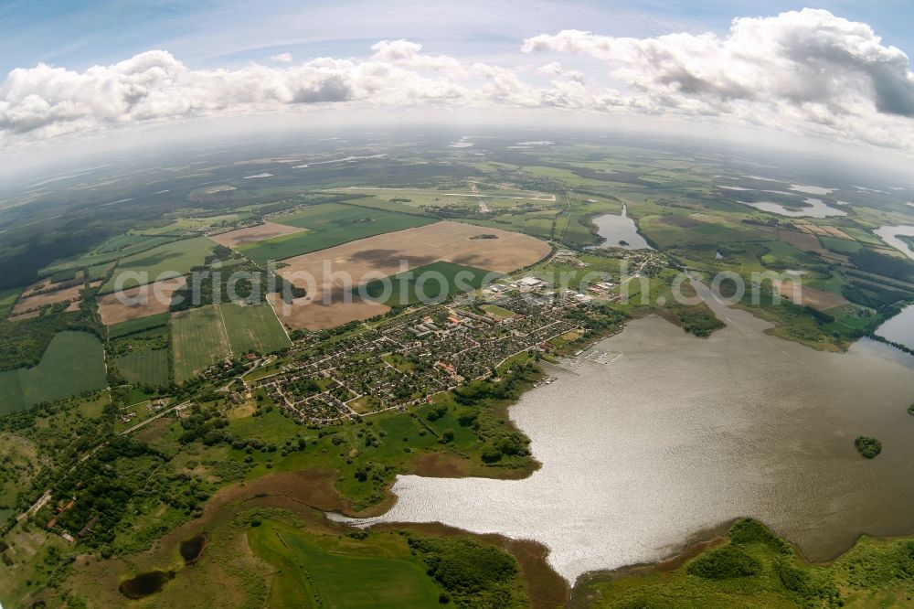 Rechlin from above - Fisheye view of the Mueritz in Rechlin in the state of Mecklenburg-West Pomerania