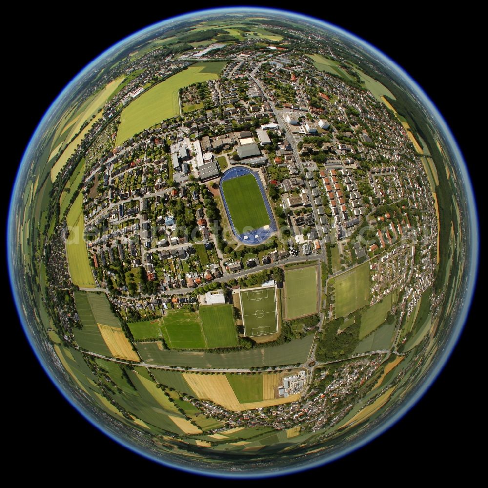 Kamen from above - Fisheye view of the SportCentrum Kamen-Kaiserau in the district of Methler in Kamen in the state of North Rhine-Westphalia