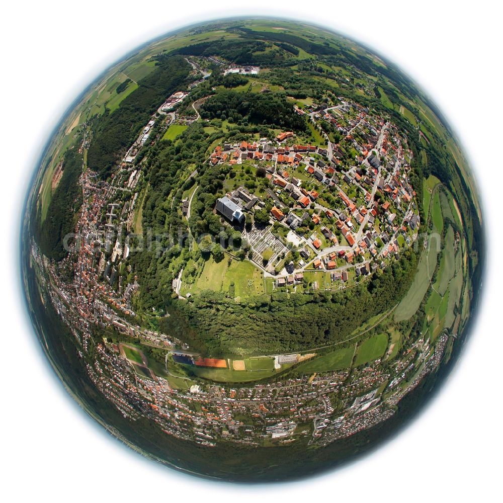 Aerial photograph Marsberg - Fisheye view of the city of Marsberg in the state of North Rhine-Westphalia