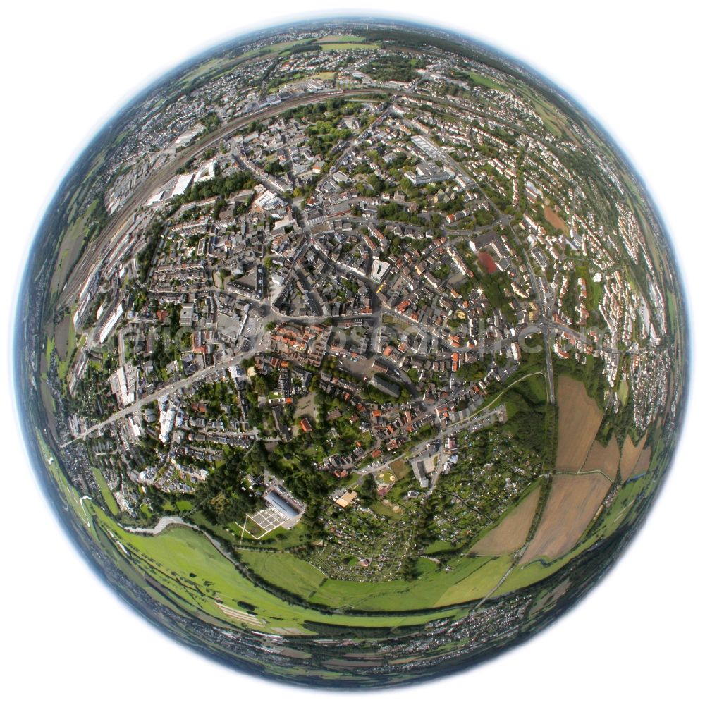 Schwerte from above - Fisheye view of the city Schwerte in the state of North Rhine-Westphalia