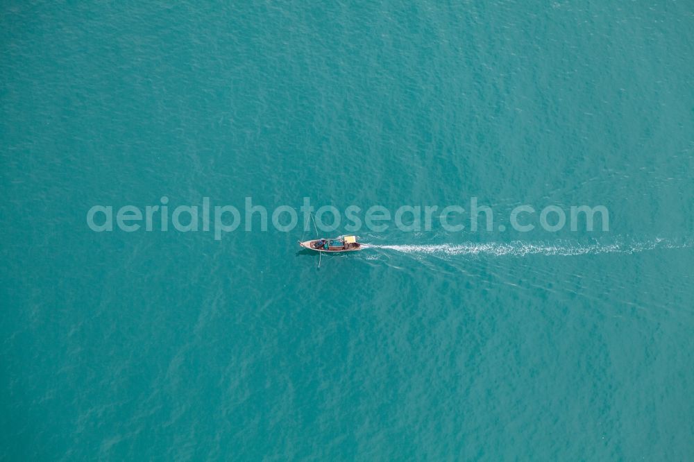 Tambon Ko Kaeo from above - Fishing boat in the Andaman Sea near Phuket, Thailand