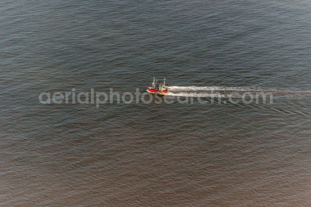 Aerial image Sankt Peter-Ording - Fishing boat in front of the island of Trischen near Friedrichskoog in Schleswig-Holstein