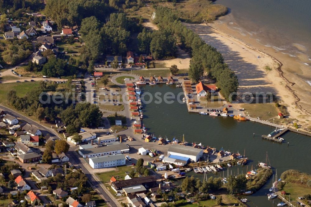 Kröslin OT Freest from above - View of the fishing port in the district Freest of the town Kroeslin in the state Mecklenburg-West Pomerania