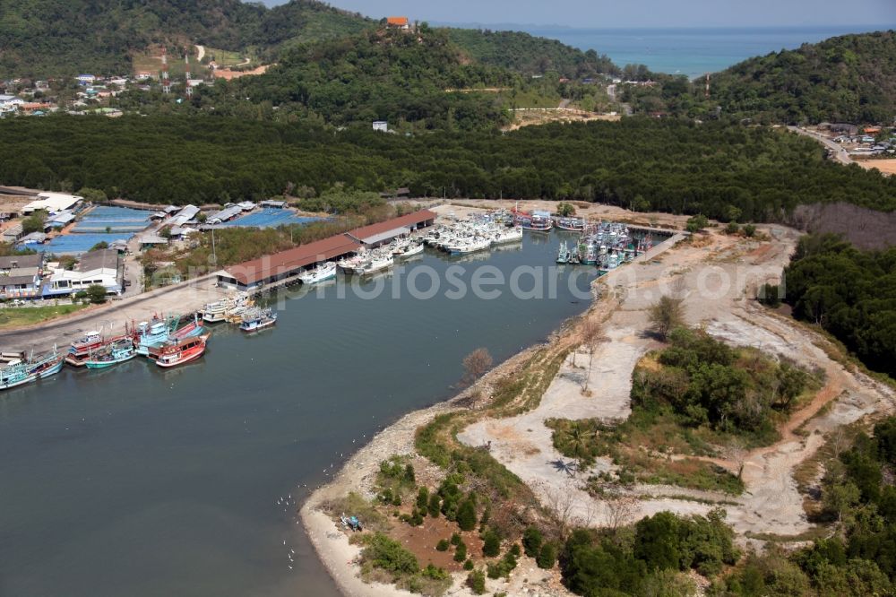 Aerial photograph Ratsada - Fishing port of Ratsada on Phuket Island in Thailand. There are numerous fishing boats and ships in him. The port is also the starting point for ferries and excursion boats to neighboring islands