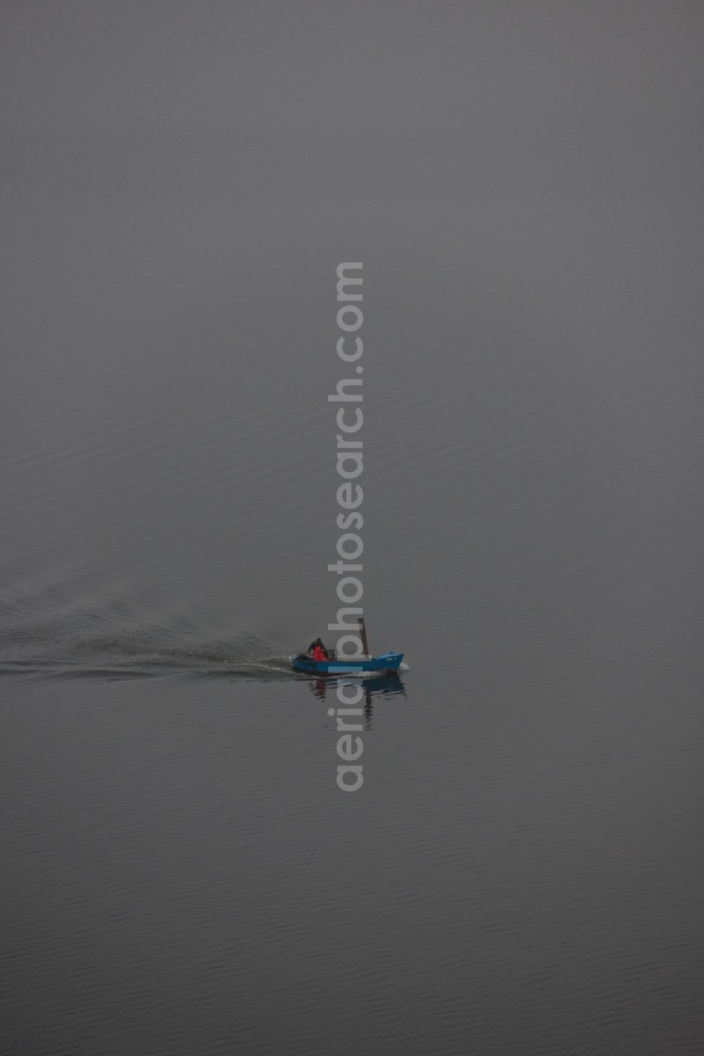 Rankwitz from the bird's eye view: Fishing - ship under way lake Achterwasser in Rankwitz in the state Mecklenburg - Western Pomerania, Germany