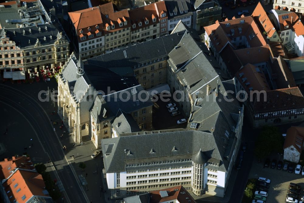 Aerial image Erfurt - Town Hall building of the city administration in Erfurt in the state Thuringia