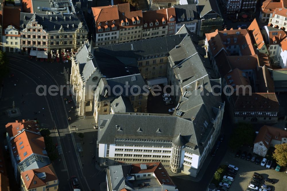 Erfurt from above - Town Hall building of the city administration in Erfurt in the state Thuringia