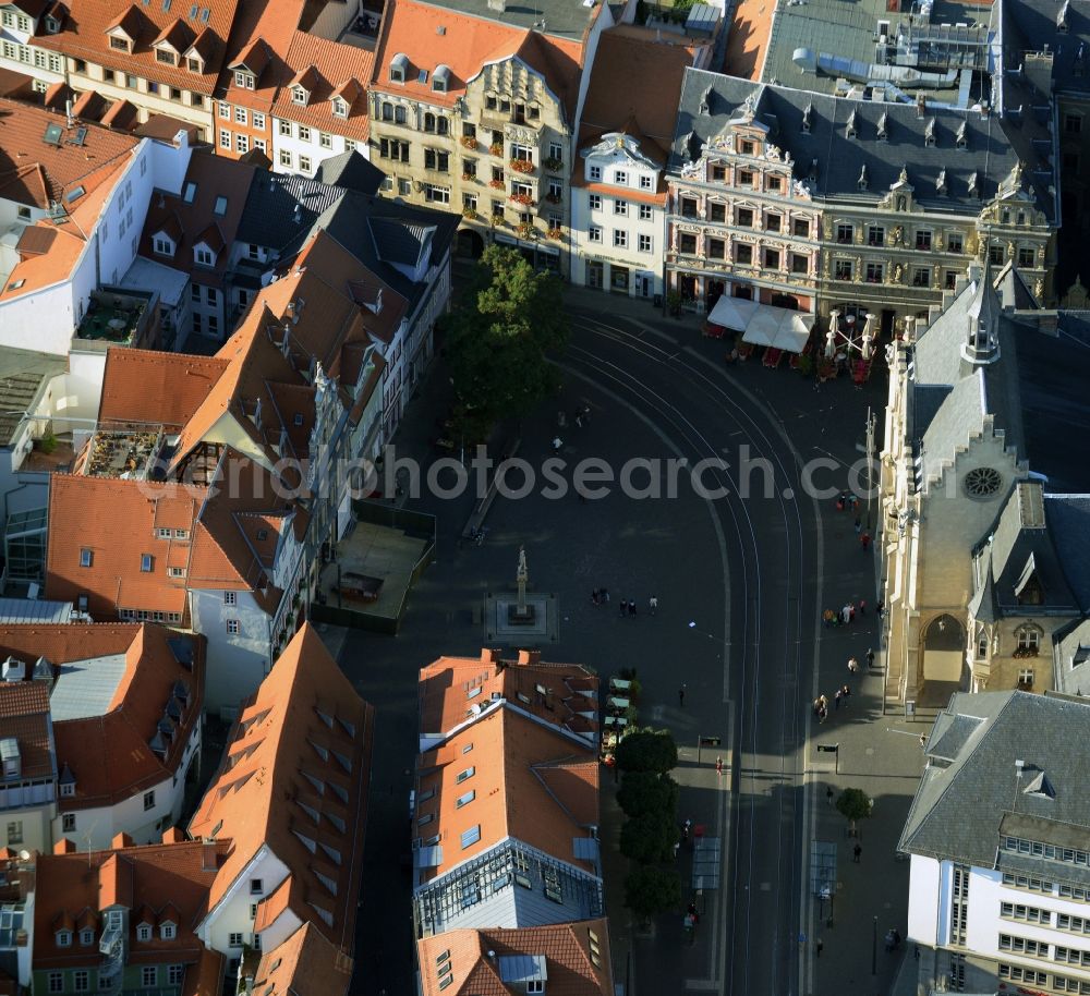 Aerial image Erfurt - Ensemble space Fischmarkt in the inner city center in Erfurt in the state Thuringia