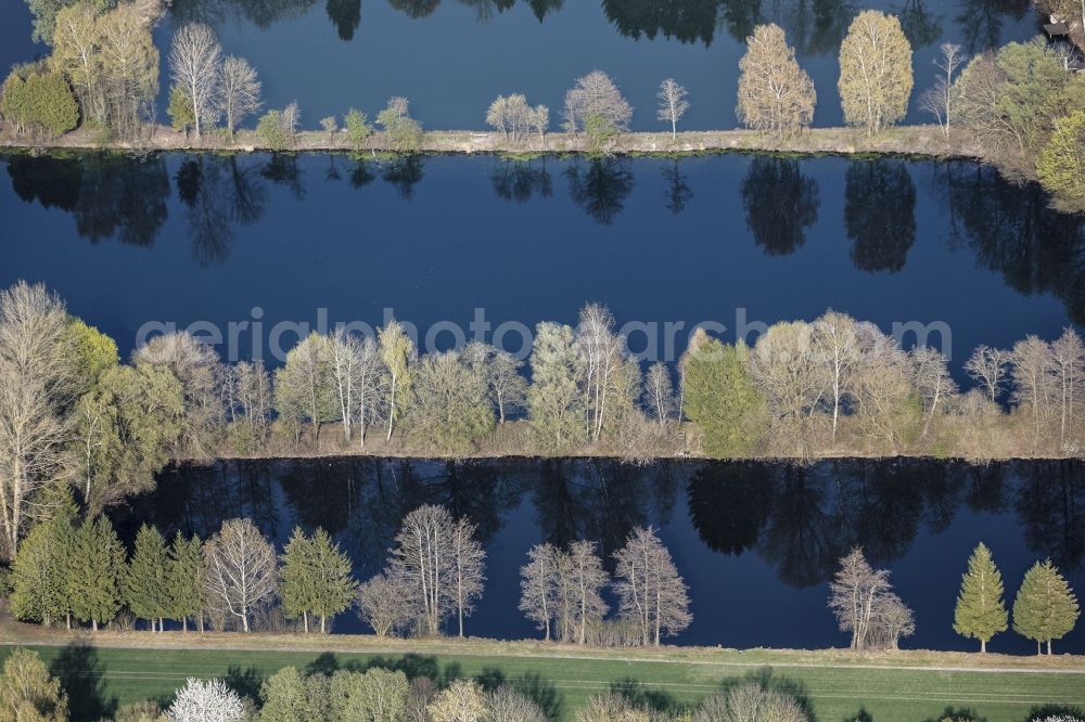 Finsing from above - Fish pond landscape Finsingermoos in Finsing in Bavaria