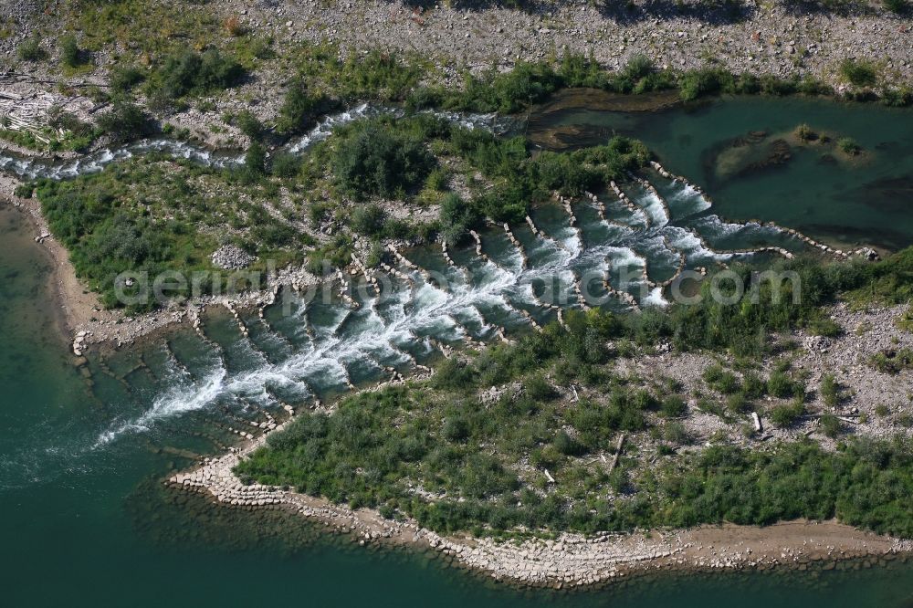 Rheinfelden (Baden) from the bird's eye view: Fish ladder at the new hydropower plant in Rheinfelden (Baden) in the state of Baden-Wuerttemberg