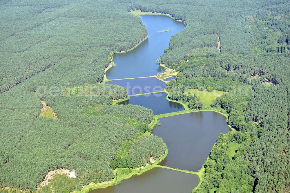 Aerial photograph ZIELENZIG / SULECIN - View of a fish hatchery in Zielenzig / Trzebow in the Province of Lebus