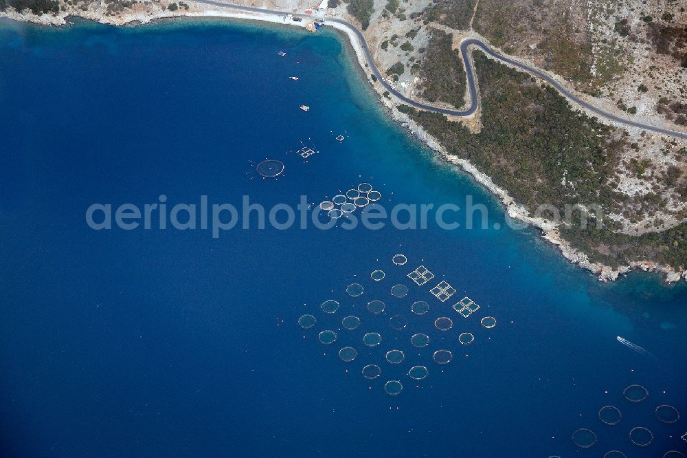 Marmari from above - Fish farms off the island of Evia in Grichenland