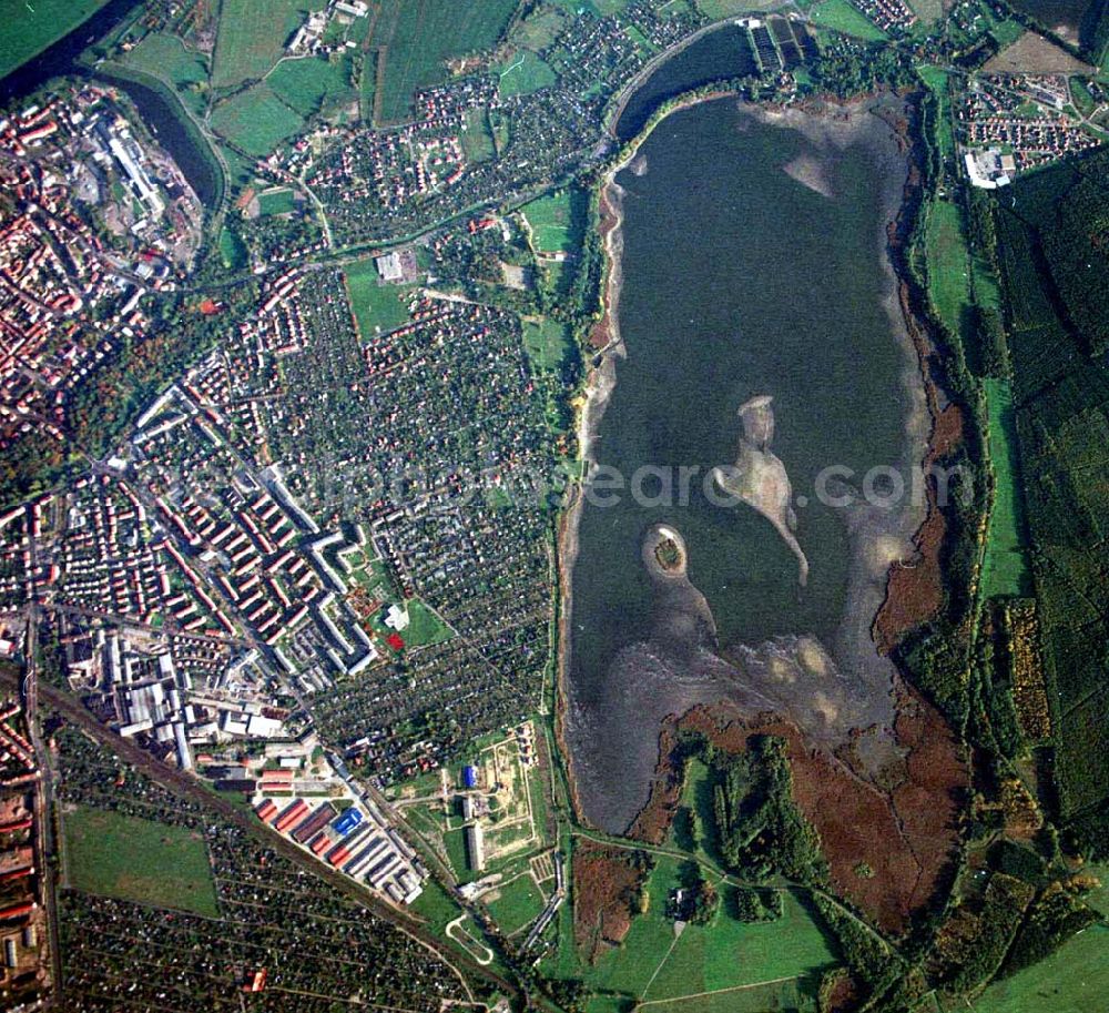 Torgau / Sachsen from above - Fischzuchteichanlagen auf dem Großen Teich in Torgau / Sachsen (Ausschnitt mit 35mm Optik).