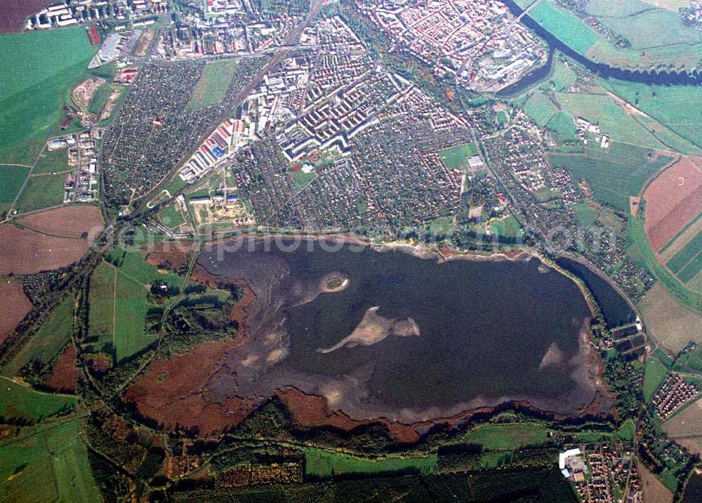 Torgau / Sachsen from above - Fischzuchteichanlagen auf dem Großen Teich in Torgau / Sachsen (Ausschnitt mit 35mm Optik aus 9800 ft MSL).