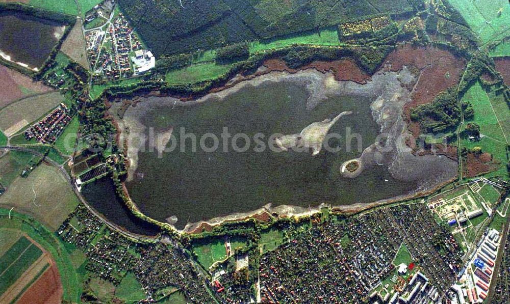 Torgau / Sachsen from the bird's eye view: Fischzuchteichanlagen auf dem Großen Teich in Torgau / Sachsen (Ausschnitt mit 35mm Optik aus 9800 ft MSL).