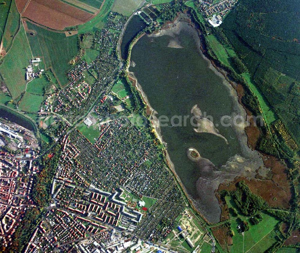 Aerial photograph Torgau / Sachsen - Fischzuchteichanlagen auf dem Großen Teich in Torgau / Sachsen (Ausschnitt mit 35mm Optik aus 9800 ft MSL).