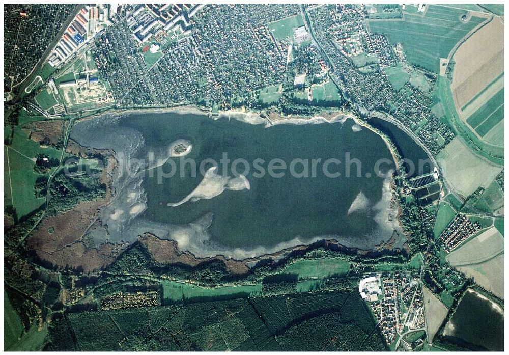 Torgau / Sachsen from above - Fischzuchteichanlagen auf dem Großen Teich in Torgau / Sachsen (Ausschnitt mit 35mm Optik aus 9800 ft MSL).