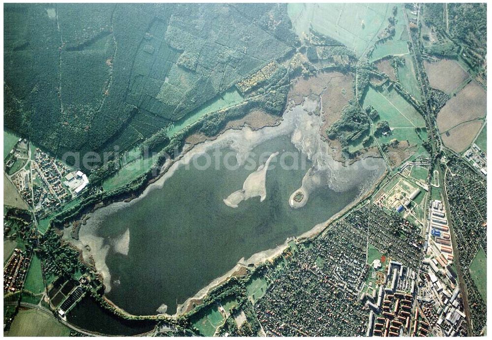 Aerial image Torgau / Sachsen - Fischzuchteichanlagen auf dem Großen Teich in Torgau / Sachsen (Ausschnitt mit 35mm Optik aus 9800 ft MSL).