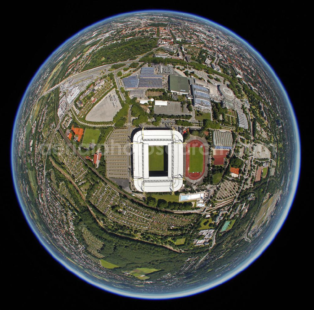 Aerial image Dortmund - Fish Eye Blick vom Gelände des Borusseum , dem Stadion Signal Iduna Park. Reception / championship celebration for the football team of Borussia Dortmund on Borusseum, the Signal Iduna Park Stadium.