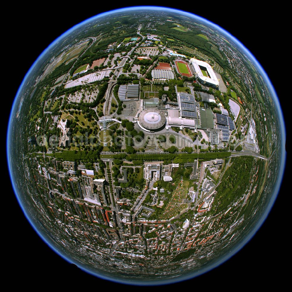 Aerial photograph Dortmund - Fish Eye Blick vom Gelände des Borusseum , dem Stadion Signal Iduna Park. Reception / championship celebration for the football team of Borussia Dortmund on Borusseum, the Signal Iduna Park Stadium.