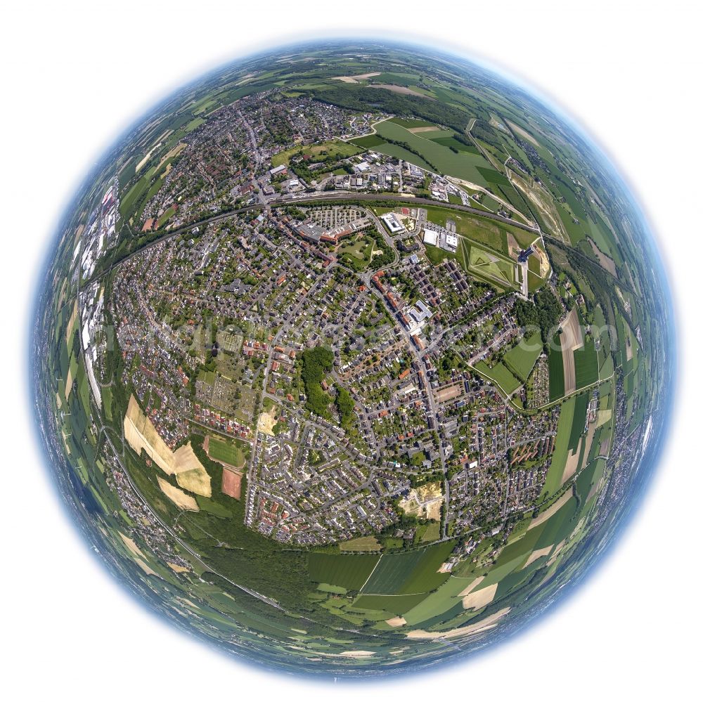 Aerial image Bönen - Fisheye - view of the city center in Bönen in North Rhine-Westphalia