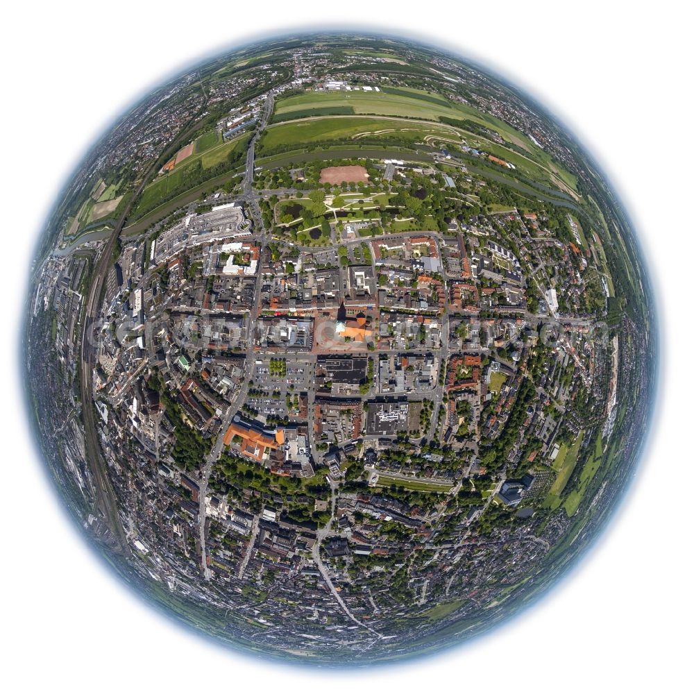 Aerial image Hamm - Fisheye - view of the city center in Hamm in North Rhine-Westphalia