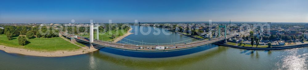 Aerial image Köln - Fisheye perspective construction to renovation work on the road bridge structure Muelheimer Bruecke in the district Riehl in Cologne in the state North Rhine-Westphalia, Germany