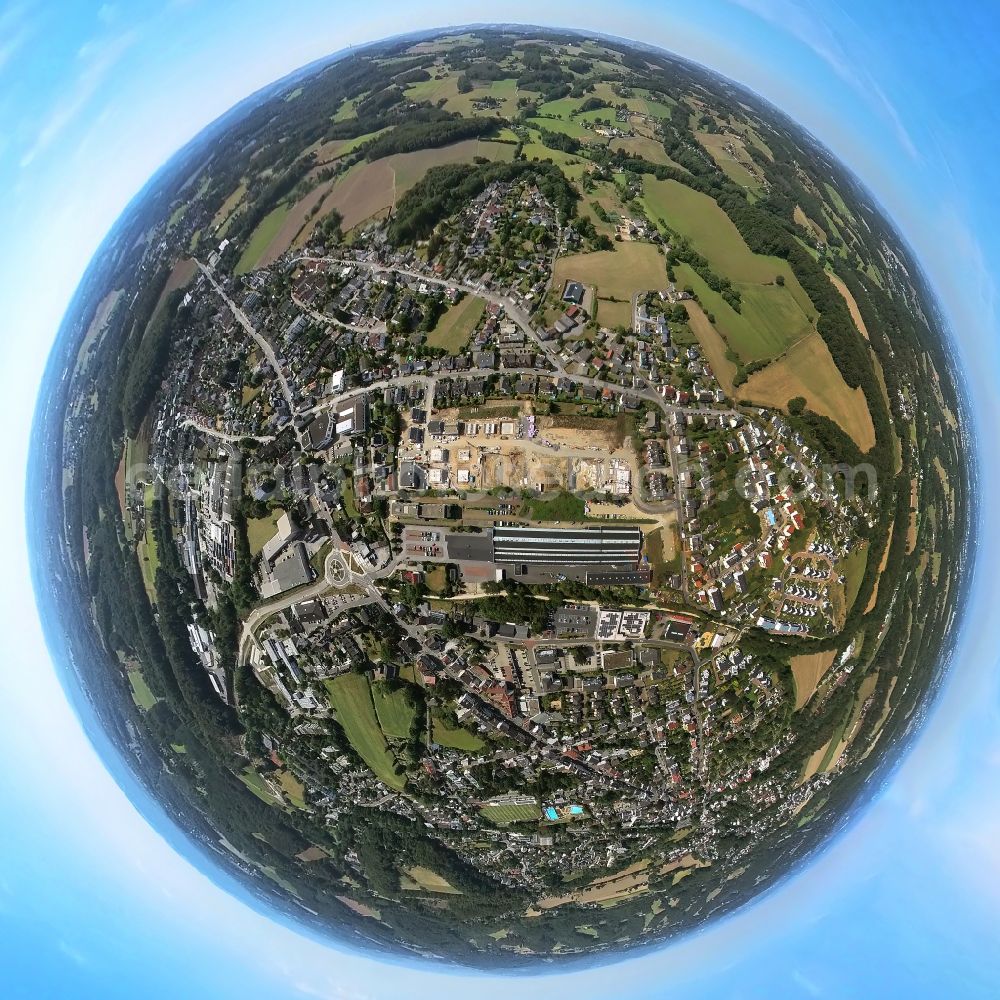 Aerial photograph Sprockhövel - Fisheye perspective residential construction site with multi-family housing development- on the Brinkerstrasse in Sprockhoevel in the state North Rhine-Westphalia, Germany