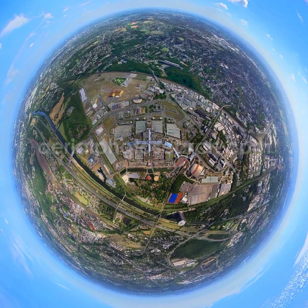 Aerial image Oberhausen - Fisheye perspective building of the shopping center Westfield Centro on street Centroallee in Oberhausen at Ruhrgebiet in the state North Rhine-Westphalia, Germany