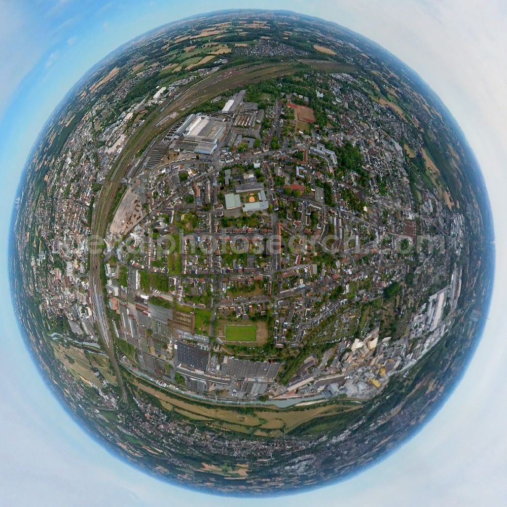 Aerial photograph Hamm - Fisheye perspective city area with outside districts and inner city area in Hamm at Ruhrgebiet in the state North Rhine-Westphalia, Germany