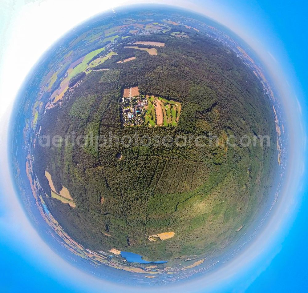 Aerial image Datteln - Fisheye perspective complex of the hotel building Jammertal Resort on street Redder Strasse in Datteln at Ruhrgebiet in the state North Rhine-Westphalia, Germany