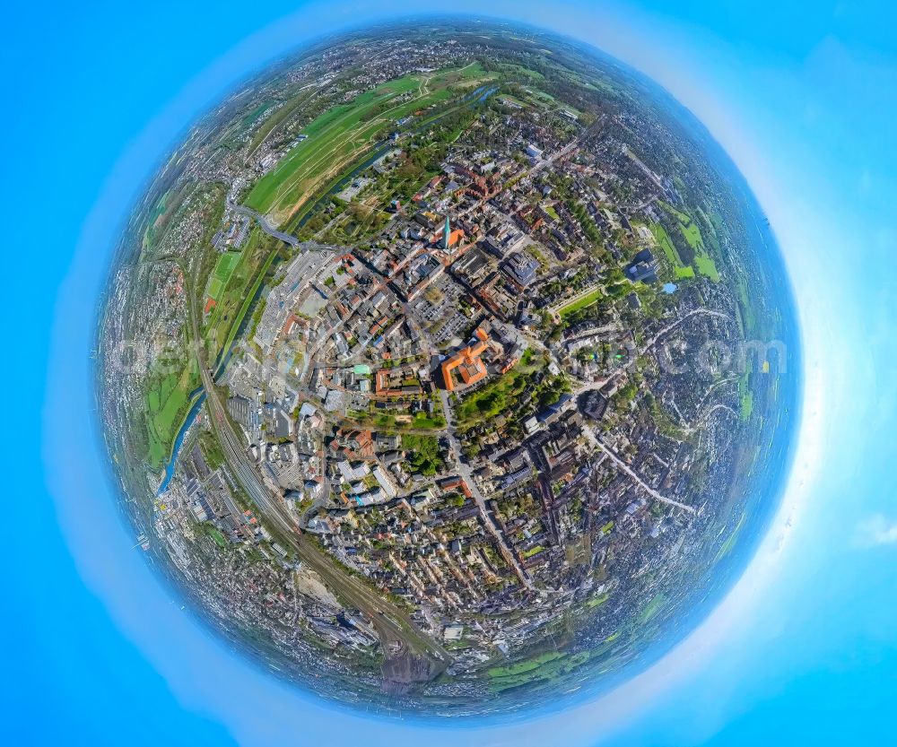 Hamm from above - Fisheye perspective hospital grounds of the Clinic St. Marien-Hospital Hamm in Hamm at Ruhrgebiet in the state North Rhine-Westphalia, Germany